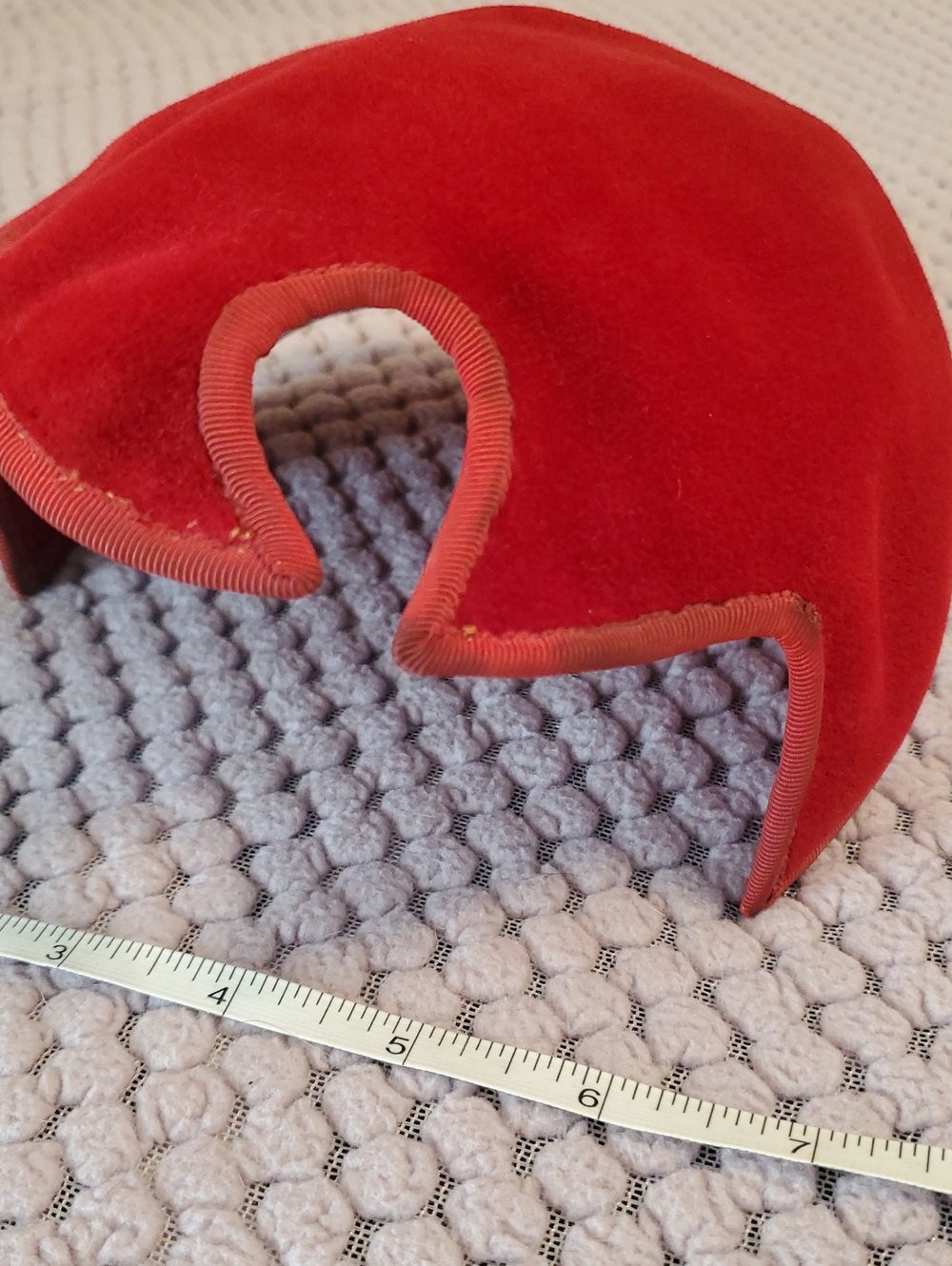 1950s Lucy Red Velvet Velour Fire Retro Cap Vintage Cocktail Hat Topper Pinup - Picture 14 of 15